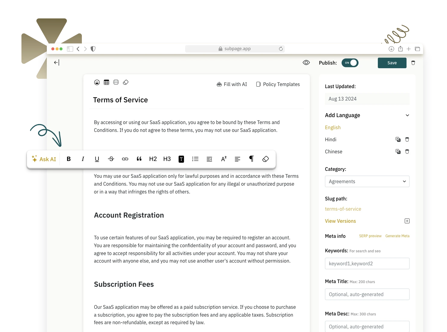 Premium Legal Center Editor