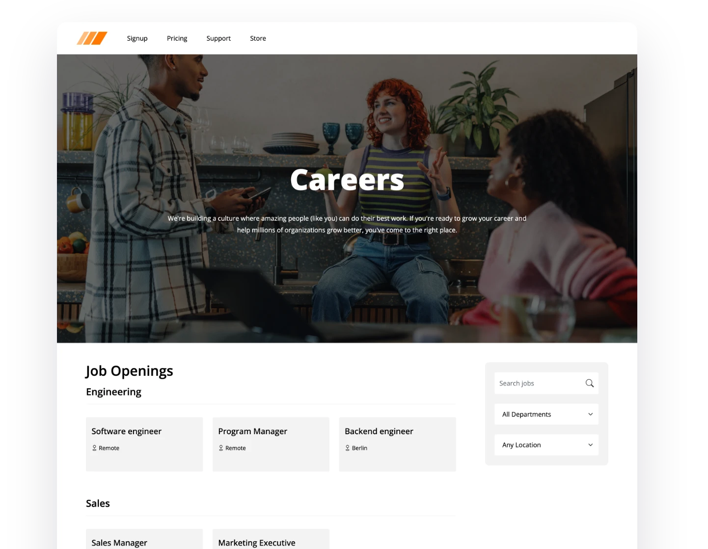 Subpage Careers page