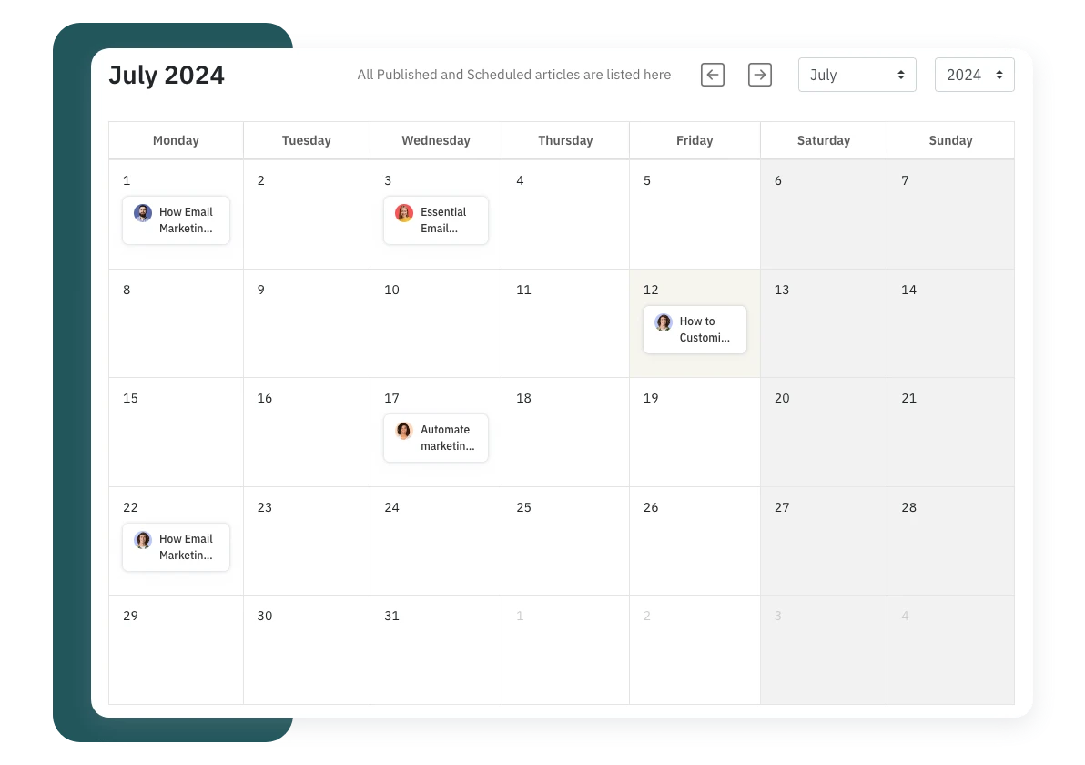 Plan your content publishing with calendar.