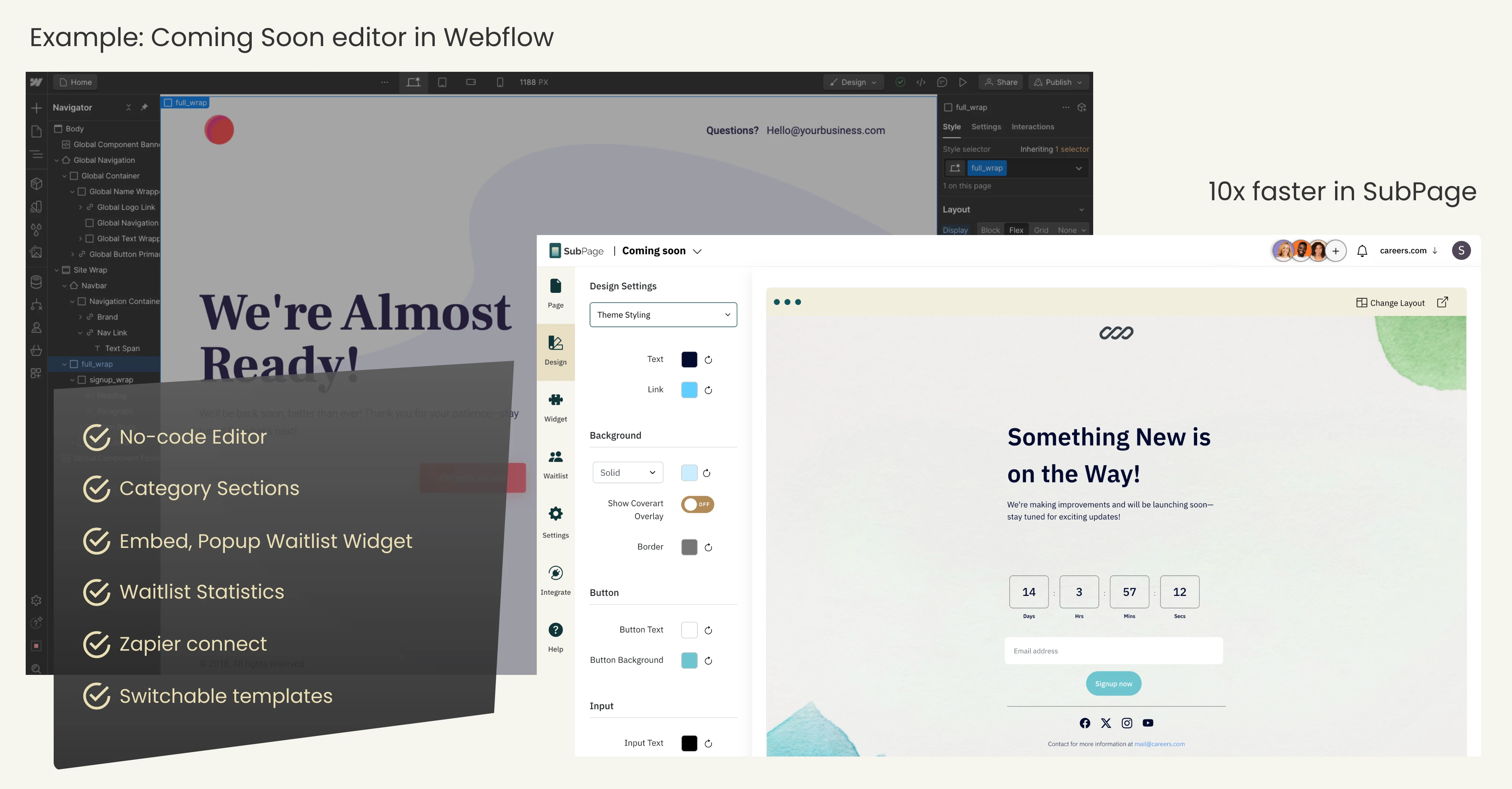 SubPage Vs Webflow