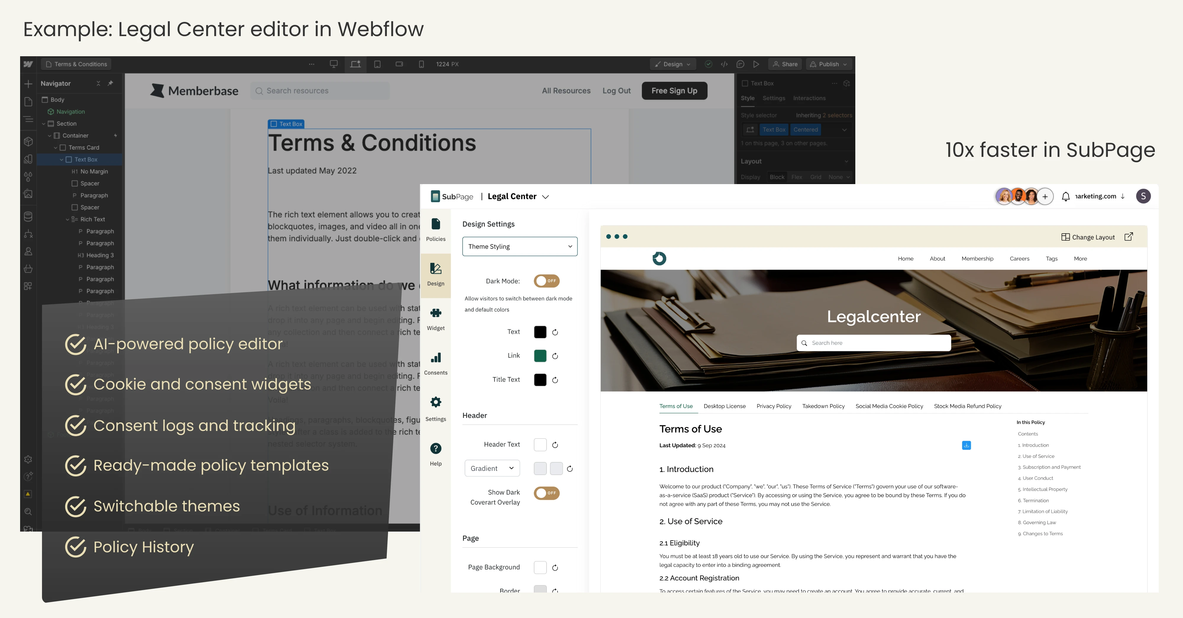 SubPage Vs Webflow