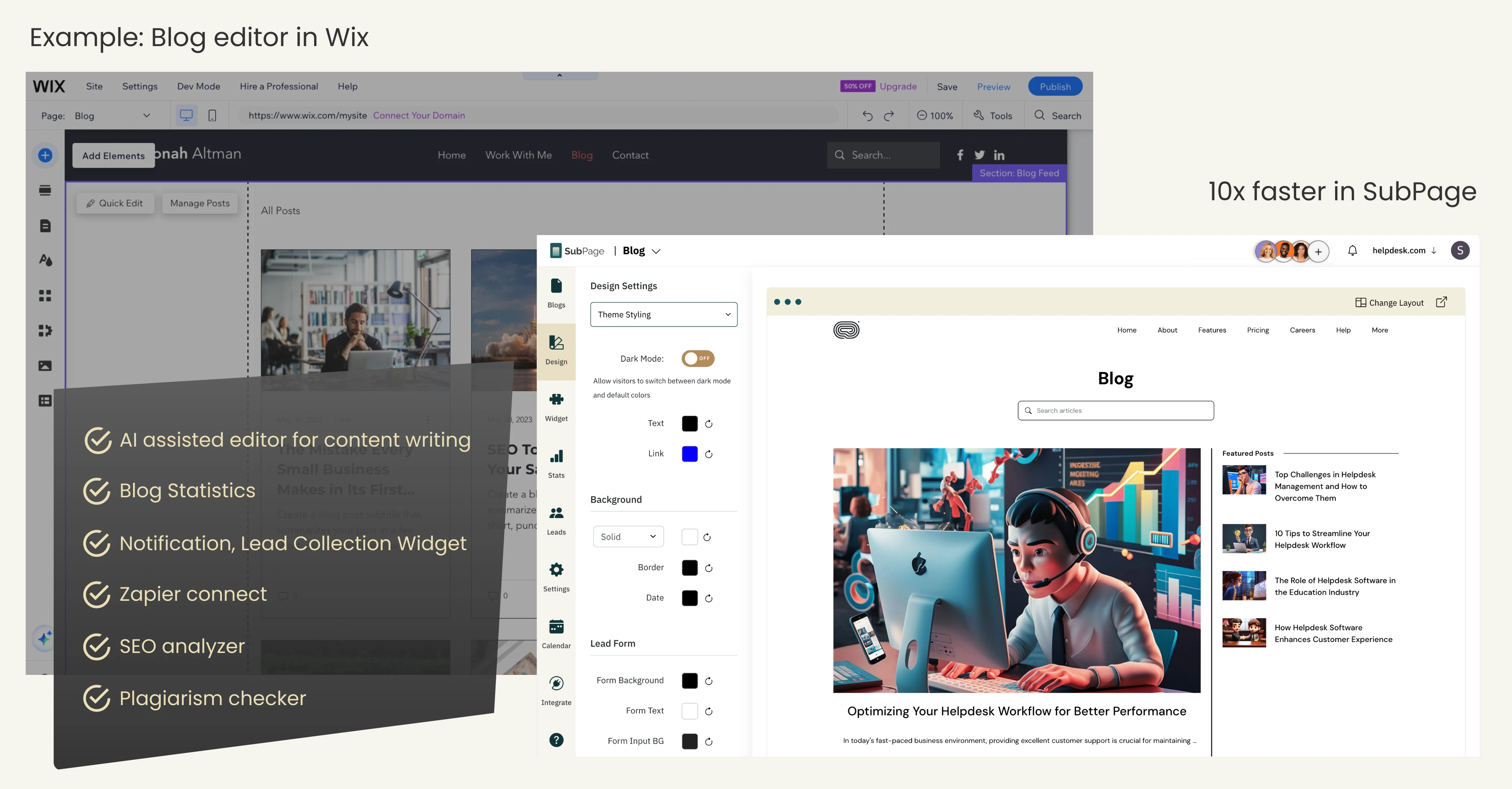 SubPage Vs Wix