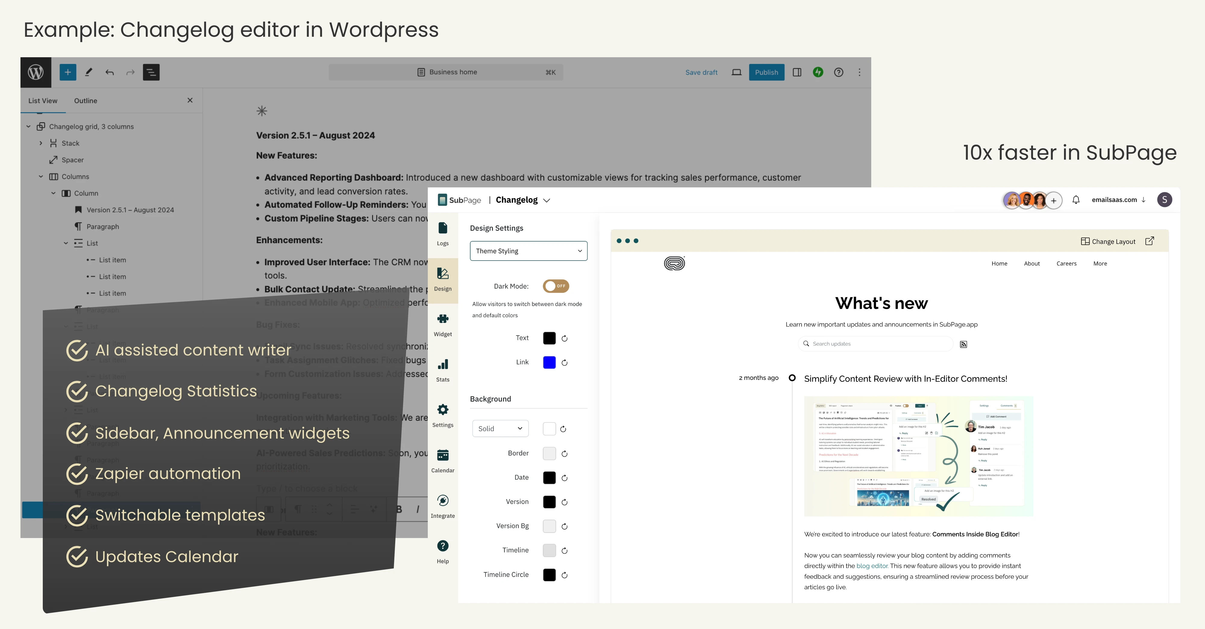 SubPage Vs Wordpress