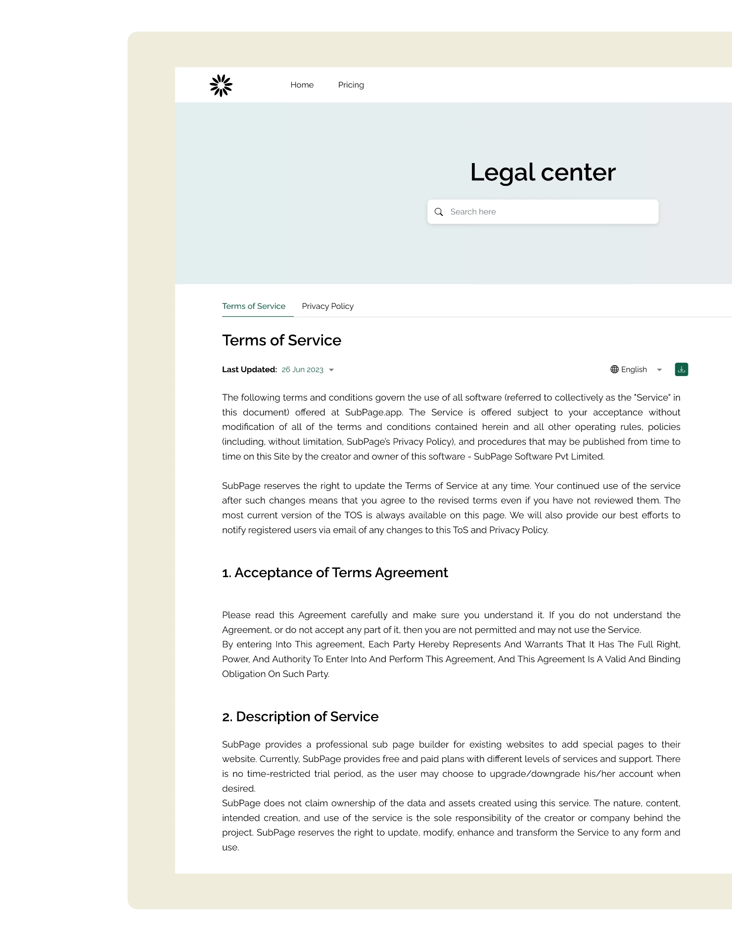 Create Legal Center